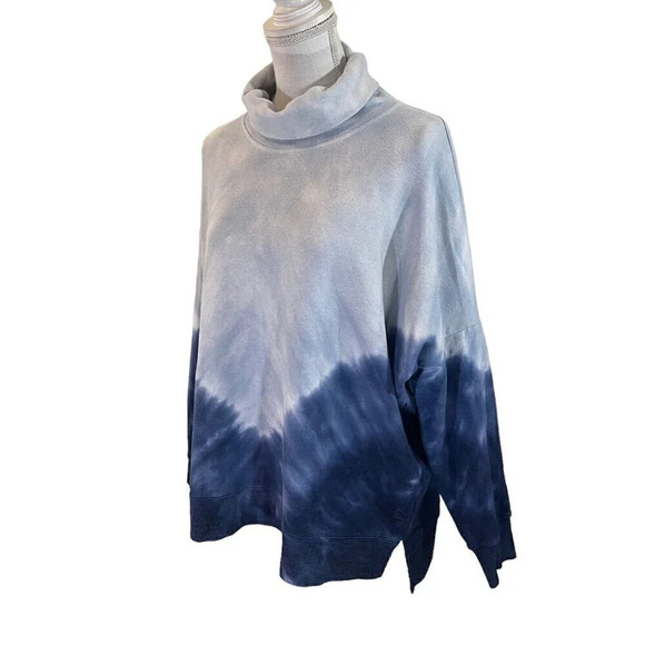 PINK Victorias Secret Pullover Sweater Medium Blue Ombre Cowl Neck Oversized Fit - Picture 2 of 9